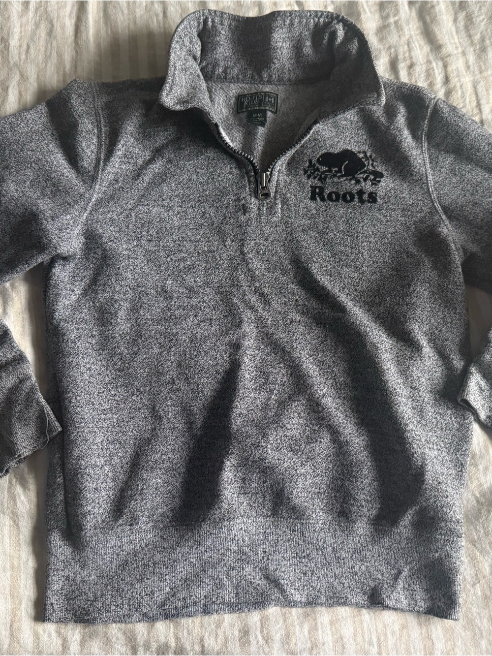 Roots Kids Gray Heather Quarter-Zip Pullover